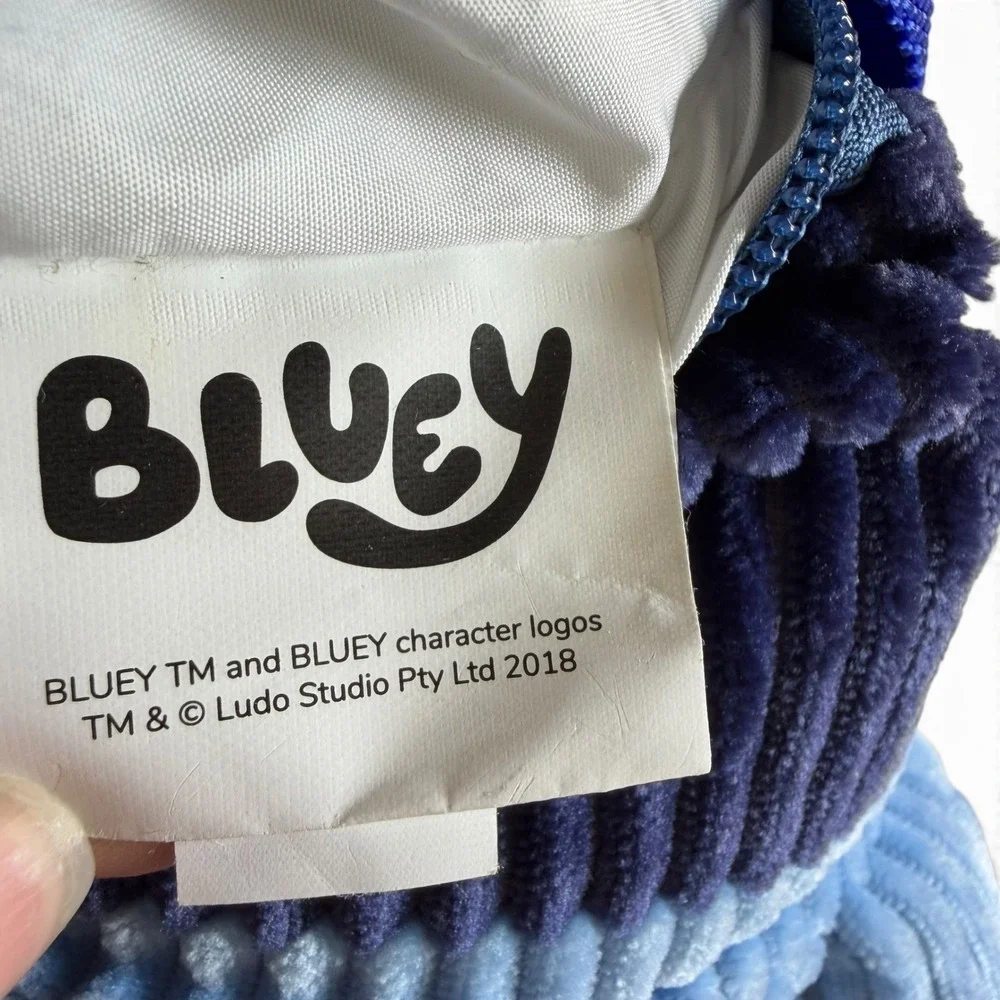 Bluey Corduroy Plush Backpack Blue Character Bag Small Zippered 12 Inch